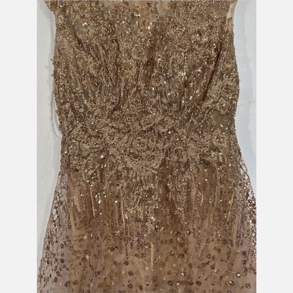 NWT $698 Mac Duggal [ 8 ] Sequined Cap Sleeve Fit and Flare Dress Bronze MIDI‎ - Picture 11 of 16